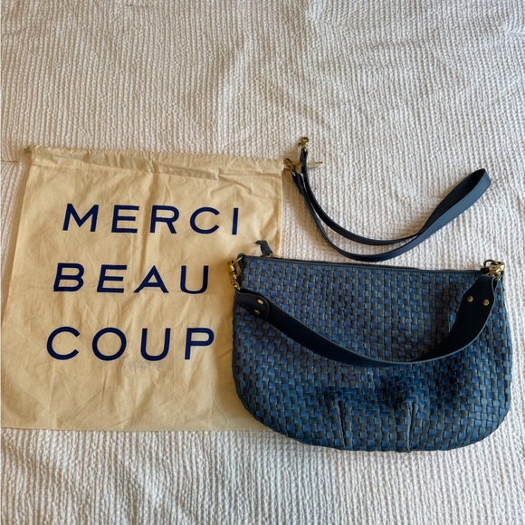 Clare V Sky Blue Woven Moyen Messenger - Picture 4 of 6